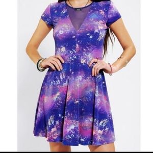 Kimchi Blue Urban Outfitters Purple Mesh Galaxy Festival Dress Sz Small